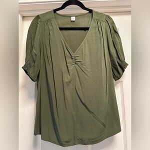 Old Navy Olive Blouse with V-Neck
